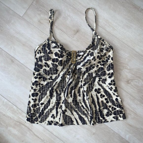 Amoressa Tankini Top Women's Size 6 US/14 US Animal Print‎ Gold Underwire NWOT - Picture 2 of 12
